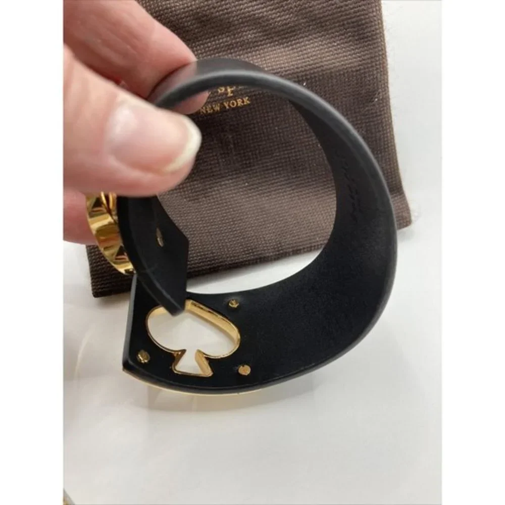 Kate Spade Logo Twist‎ Lock Heart Leather Bracelet Brown Gold gift bag 8